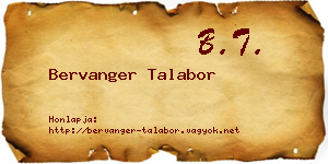 Bervanger Talabor névjegykártya